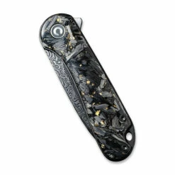 CIVIVI Elementum Shredded Carbon Fiber With Gold And Damascus Clad Blade (C907C-DS1) -HOUSE OF KNIVES Sales C907C DS1 CIVIVI Elementum Carbon Fiber Gold WE210230 4 40259.1628202222