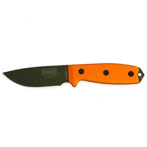 ESEE-3 OD Green Plain Edge Orange G10 With Black Sheath (ESEE-3P-OD)