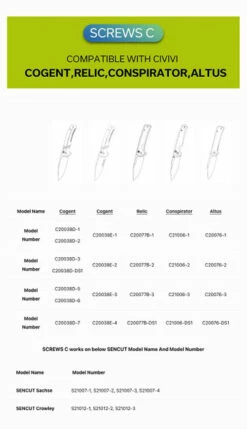 WE Knife Co/CIVIVI/SENCUT Plain Titanium Clip Silver (T001C) -HOUSE OF KNIVES Sales WE Civivi Sencut Screws 3 53416.1672261295