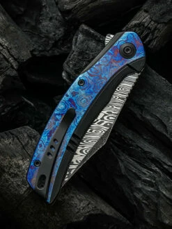WE Knife Co. Snick Black Titanium Timascus Damasteel (WE19022F-DS1) -HOUSE OF KNIVES Sales WE19022F DS1 WE Knife Snick Damasteel Timascus WE210284 5 62844.1637188981